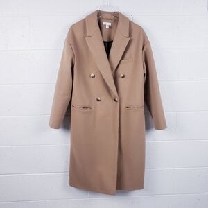 TopShop Double-Breasted  Long Trench Coat Camel Tan Longline Oversized Size 8